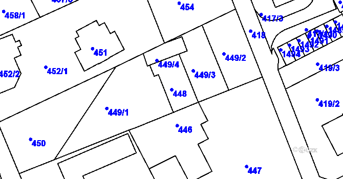 Parcela st. 448 v KÚ Růžodol I, Katastrální mapa