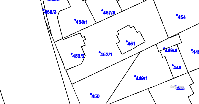 Parcela st. 452/1 v KÚ Růžodol I, Katastrální mapa
