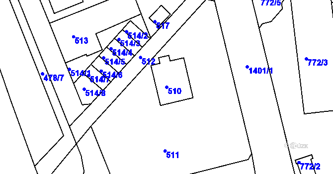 Parcela st. 510 v KÚ Růžodol I, Katastrální mapa