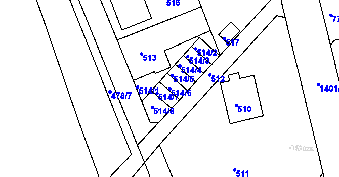 Parcela st. 514/6 v KÚ Růžodol I, Katastrální mapa