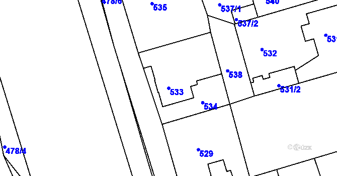 Parcela st. 533 v KÚ Růžodol I, Katastrální mapa