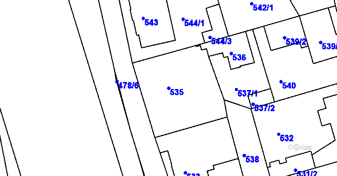 Parcela st. 535 v KÚ Růžodol I, Katastrální mapa