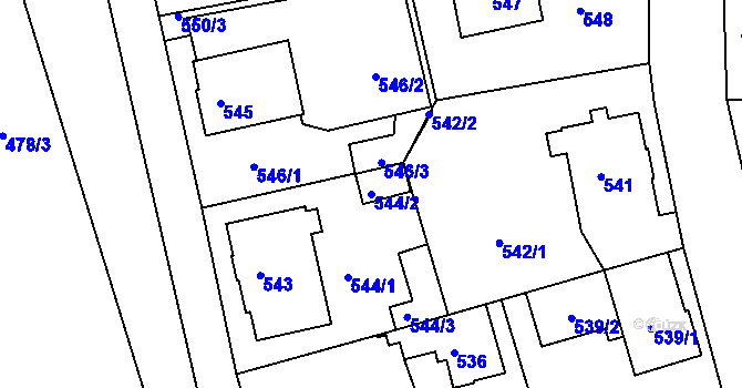 Parcela st. 544/2 v KÚ Růžodol I, Katastrální mapa