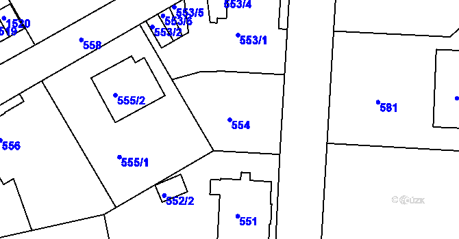 Parcela st. 554 v KÚ Růžodol I, Katastrální mapa