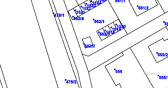 Parcela st. 562/2 v KÚ Růžodol I, Katastrální mapa