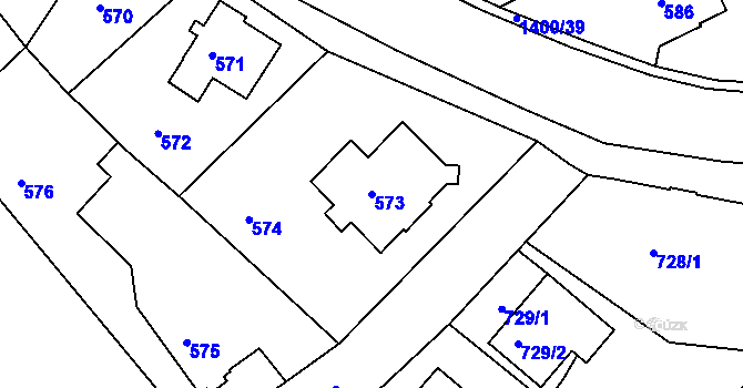 Parcela st. 573 v KÚ Růžodol I, Katastrální mapa