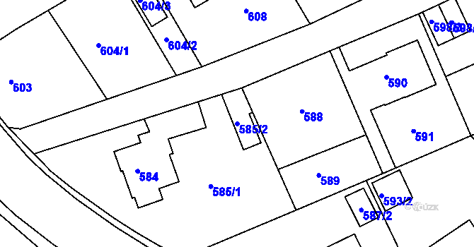 Parcela st. 585/2 v KÚ Růžodol I, Katastrální mapa