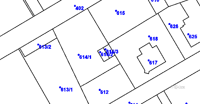Parcela st. 614/2 v KÚ Růžodol I, Katastrální mapa