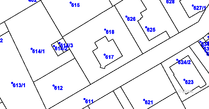 Parcela st. 617 v KÚ Růžodol I, Katastrální mapa