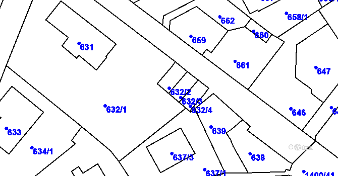 Parcela st. 632/2 v KÚ Růžodol I, Katastrální mapa