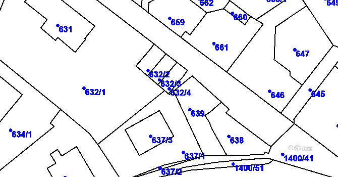 Parcela st. 632/4 v KÚ Růžodol I, Katastrální mapa