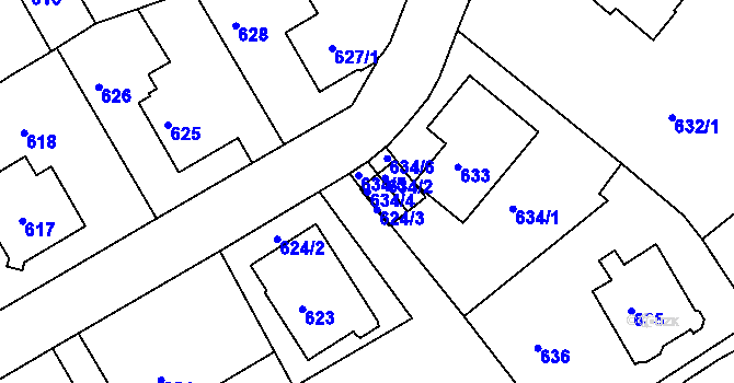 Parcela st. 634/4 v KÚ Růžodol I, Katastrální mapa