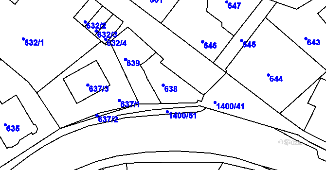 Parcela st. 638 v KÚ Růžodol I, Katastrální mapa