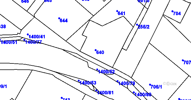 Parcela st. 640 v KÚ Růžodol I, Katastrální mapa
