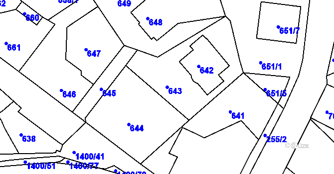 Parcela st. 643 v KÚ Růžodol I, Katastrální mapa