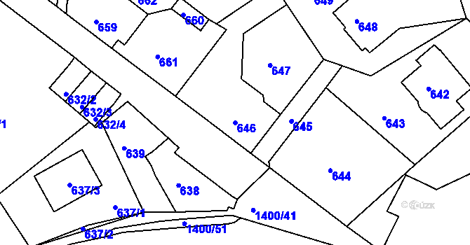 Parcela st. 646 v KÚ Růžodol I, Katastrální mapa