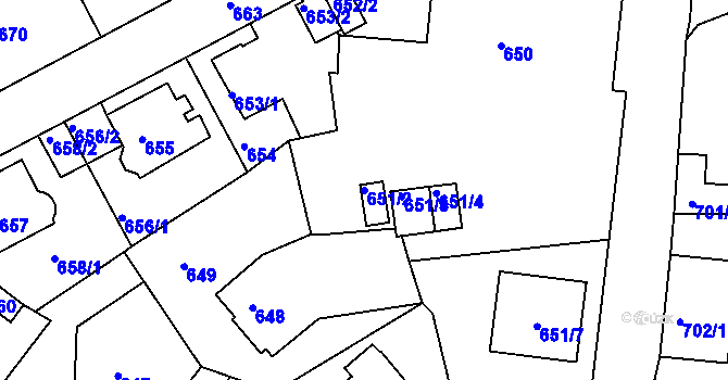 Parcela st. 651/2 v KÚ Růžodol I, Katastrální mapa