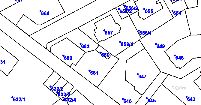 Parcela st. 660 v KÚ Růžodol I, Katastrální mapa