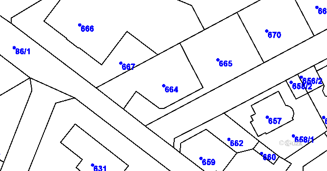 Parcela st. 664 v KÚ Růžodol I, Katastrální mapa