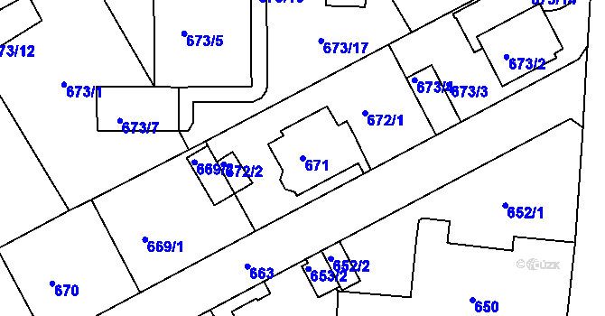 Parcela st. 671 v KÚ Růžodol I, Katastrální mapa