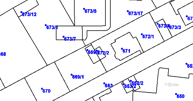 Parcela st. 672/2 v KÚ Růžodol I, Katastrální mapa