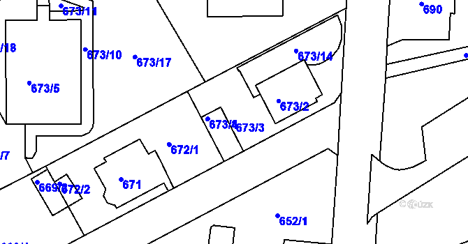 Parcela st. 673/3 v KÚ Růžodol I, Katastrální mapa