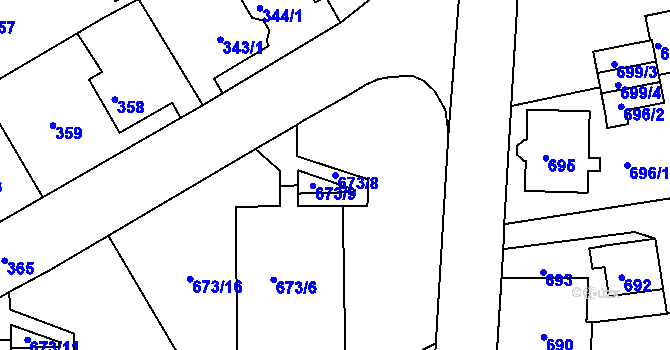 Parcela st. 673/8 v KÚ Růžodol I, Katastrální mapa