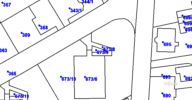 Parcela st. 673/9 v KÚ Růžodol I, Katastrální mapa