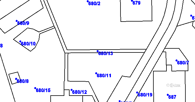 Parcela st. 680/13 v KÚ Růžodol I, Katastrální mapa