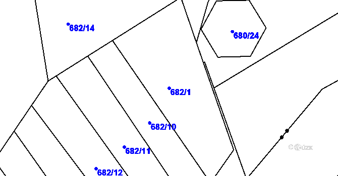 Parcela st. 682/1 v KÚ Růžodol I, Katastrální mapa