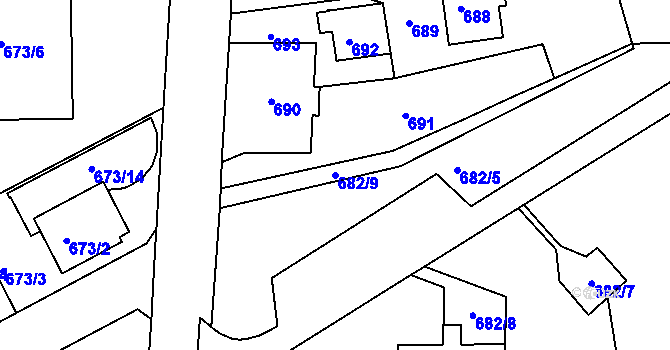 Parcela st. 682/9 v KÚ Růžodol I, Katastrální mapa