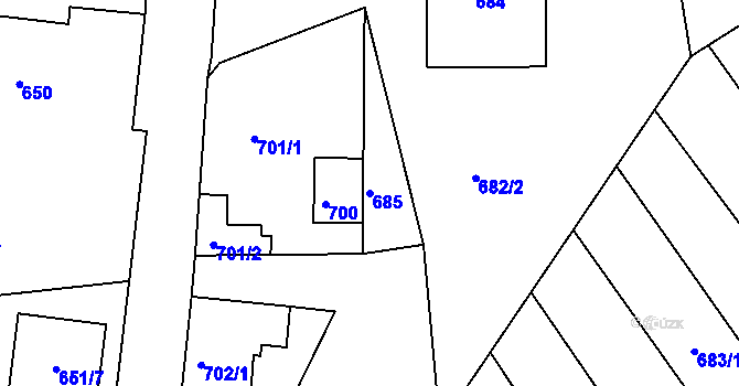 Parcela st. 685 v KÚ Růžodol I, Katastrální mapa