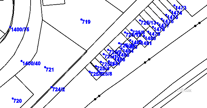 Parcela st. 725/10 v KÚ Růžodol I, Katastrální mapa