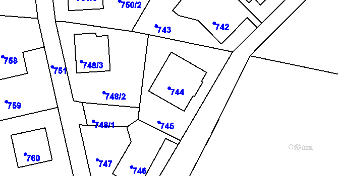 Parcela st. 744 v KÚ Růžodol I, Katastrální mapa