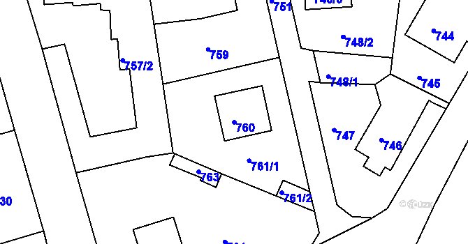 Parcela st. 760 v KÚ Růžodol I, Katastrální mapa