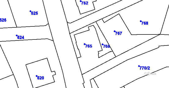 Parcela st. 765 v KÚ Růžodol I, Katastrální mapa