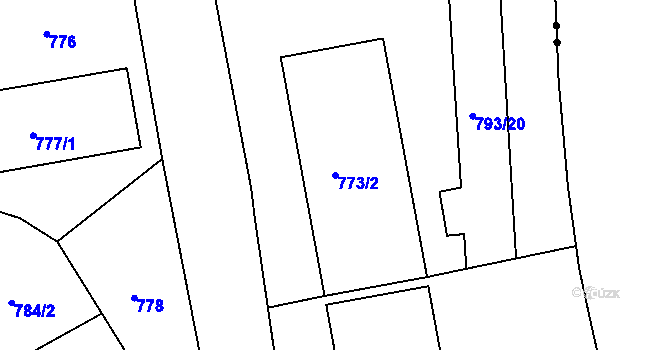 Parcela st. 773/2 v KÚ Růžodol I, Katastrální mapa