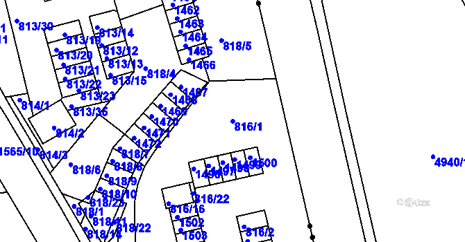 Parcela st. 816/1 v KÚ Růžodol I, Katastrální mapa