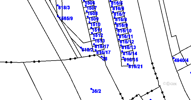 Parcela st. 816/17 v KÚ Růžodol I, Katastrální mapa