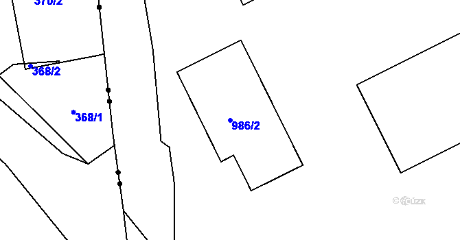 Parcela st. 986/2 v KÚ Růžodol I, Katastrální mapa