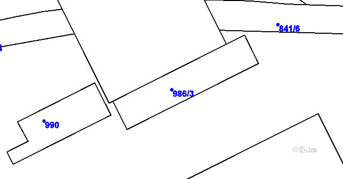 Parcela st. 986/3 v KÚ Růžodol I, Katastrální mapa