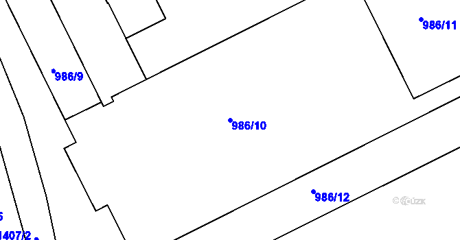 Parcela st. 986/10 v KÚ Růžodol I, Katastrální mapa