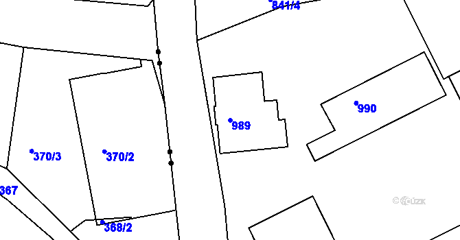 Parcela st. 989 v KÚ Růžodol I, Katastrální mapa