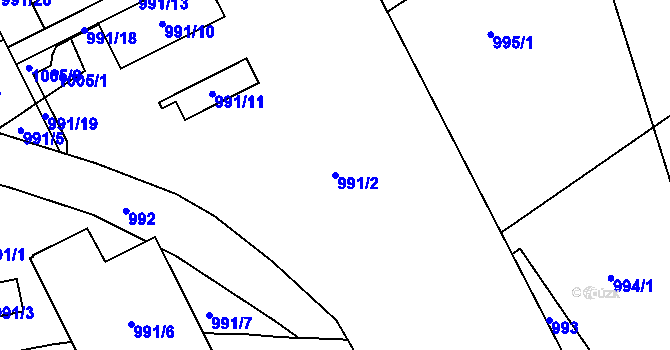 Parcela st. 991/2 v KÚ Růžodol I, Katastrální mapa
