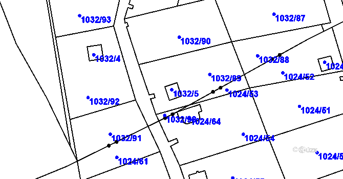 Parcela st. 1032/5 v KÚ Růžodol I, Katastrální mapa