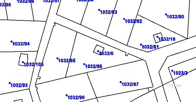Parcela st. 1032/6 v KÚ Růžodol I, Katastrální mapa