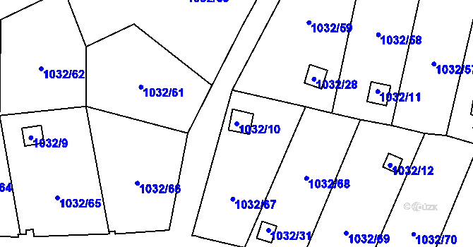 Parcela st. 1032/10 v KÚ Růžodol I, Katastrální mapa