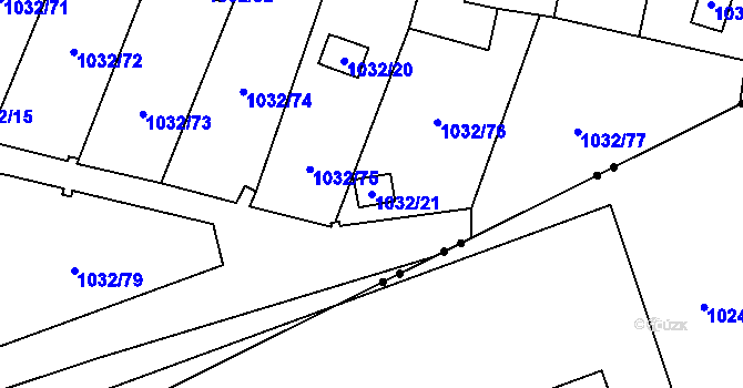 Parcela st. 1032/21 v KÚ Růžodol I, Katastrální mapa