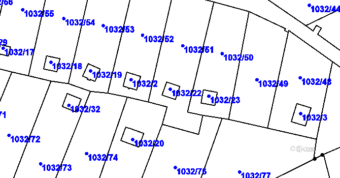 Parcela st. 1032/22 v KÚ Růžodol I, Katastrální mapa