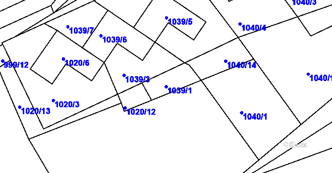 Parcela st. 1039/1 v KÚ Růžodol I, Katastrální mapa